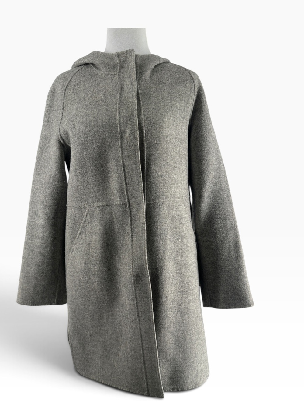 Weekend Max Mara Wool Coat hooded
Jacket Overcoat minimalist lagen sz 2